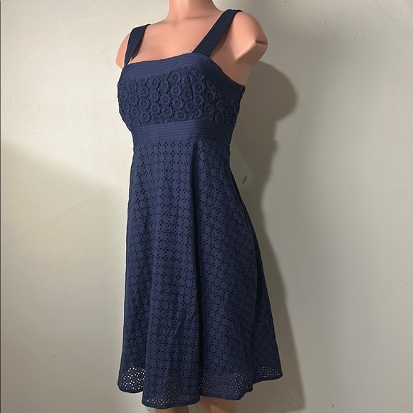 Donna Morgan Women’s Fit & Flare Dress 100%Cotton Belted Eyelet Lace Lined Sz 14 - Picture 5 of 14